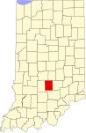 Map of Indiana highlighting Brown County